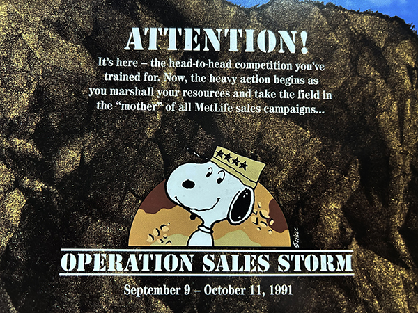 Snoopy in Desert Storm gear against a desert background
